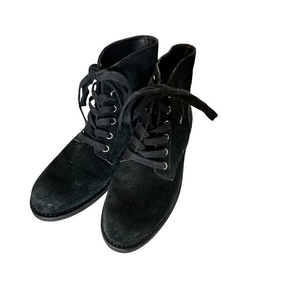 Sam Edelman Bleecker Black Suede Leather Ankle Booties Womens Sz. 7.5 Lace Up LN - Picture 14 of 16
